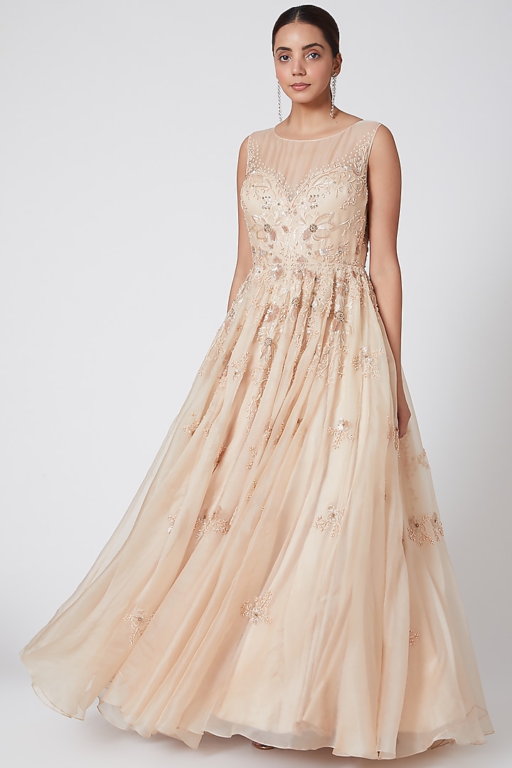 Champaign Gold Embroidered Gown by Mirroir at Pernia's Pop Up Shop