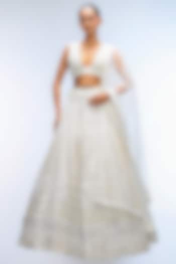 Ivory Illume Pure Silk Sequins Embellished Bridal Lehenga Set by Mirroir at Pernia's Pop Up Shop