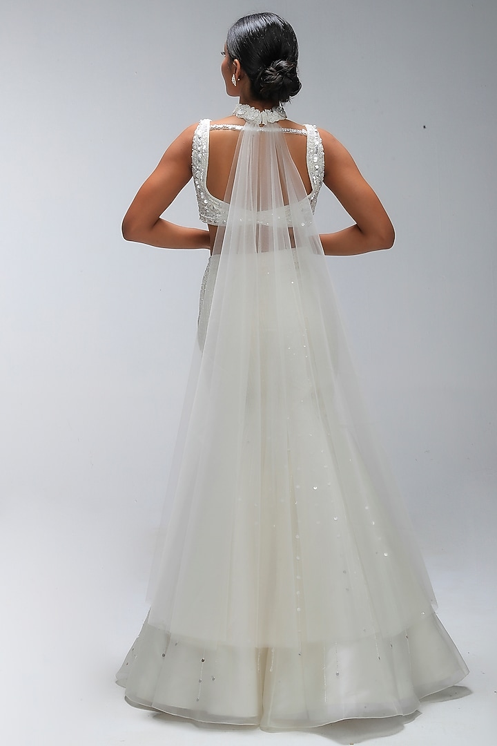 Ivory Illume Pure Silk Embellished Fish-Cut Wedding Lehenga Set by Mirroir at Pernia's Pop Up Shop