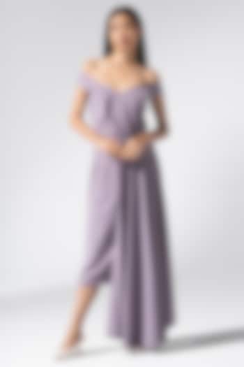 Lilac Neoprene Midi Dress by Marviza