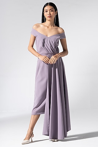 Lilac Neoprene Midi Dress by Marviza
