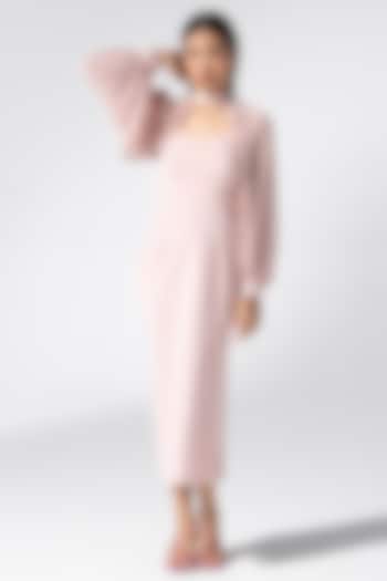 Blush Pink Neoprene Gown With Jacket by Marviza