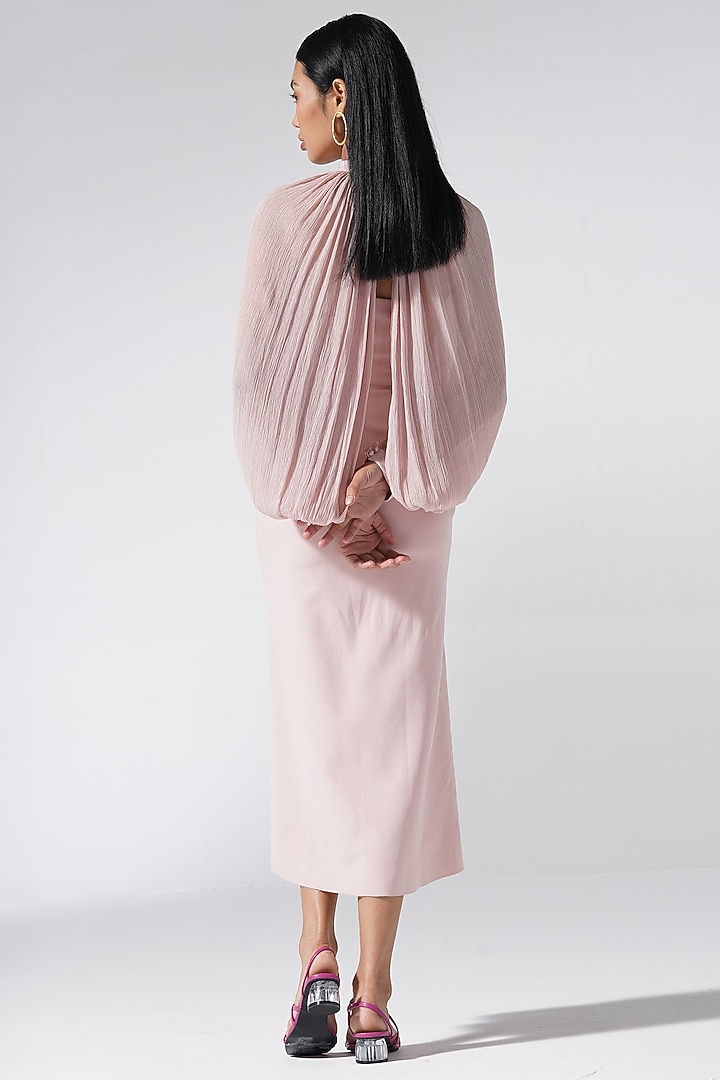 Blush Pink Neoprene Party Wear Gown With Jacket by Marviza at Pernia's Pop Up Shop