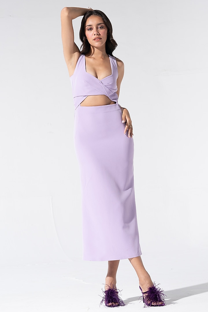 Lilac Neoprene Midi Dress by Marviza