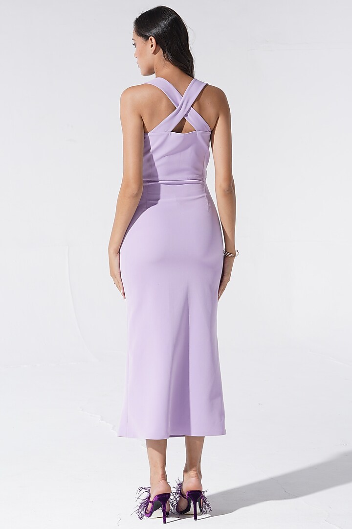 Lilac Neoprene Midi Dress by Marviza at Pernia's Pop Up Shop 2026