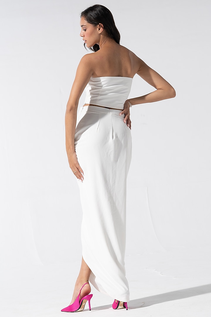 Ivory Neoprene Dhoti Skirt Set by Marviza at Pernia's Pop Up Shop