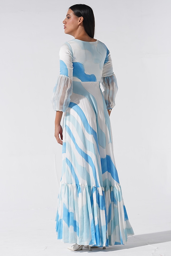 Blue Malai Silk Maxi Vacation Dress by Marviza at Pernia's Pop Up Shop