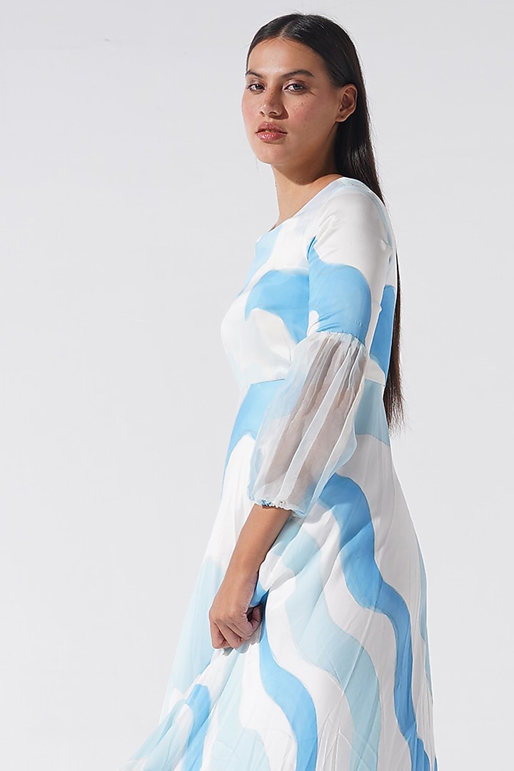 Blue Malai Silk Maxi Vacation Dress by Marviza at Pernia's Pop Up Shop