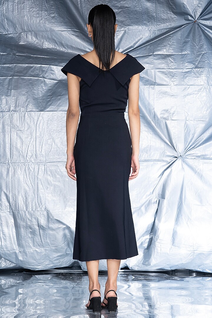 blue neoprene dress Baby Blue Neoprene Maxi Dress: Turtleneck Kaftan with Pockets