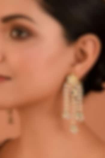 Gold Finish Kundan Polki Dangler Earrings by Maisara Jewelry at Pernia's Pop Up Shop