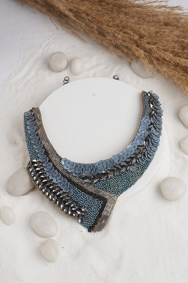 Blue Stone & Sequinned Necklace by TORQUE by Merge at Pernia's Pop Up Shop