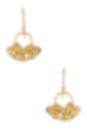 Mrinalini Chandra presents Gold plated ghungroo drop fish hook earrings available only at Pernia's Pop Up Shop.