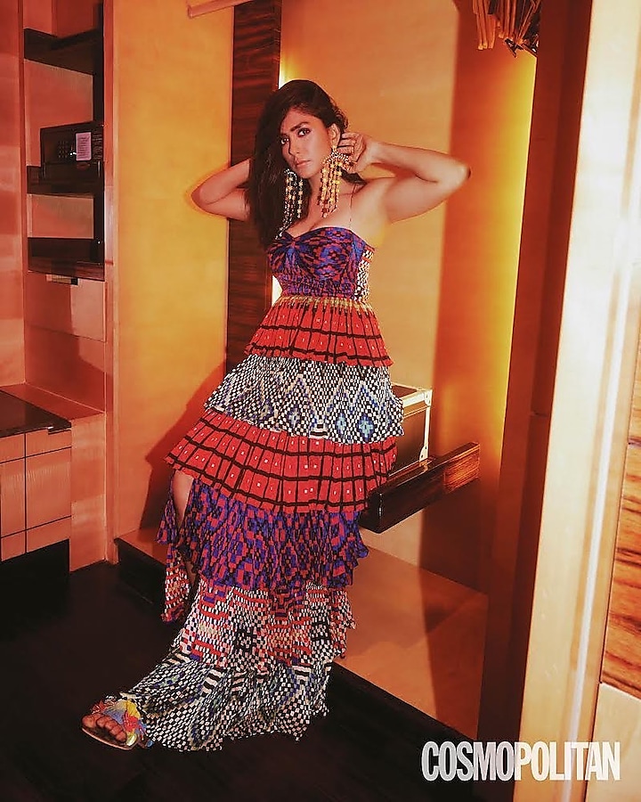 Multi Colored Micro Pleated Dress by Saaksha & Kinni