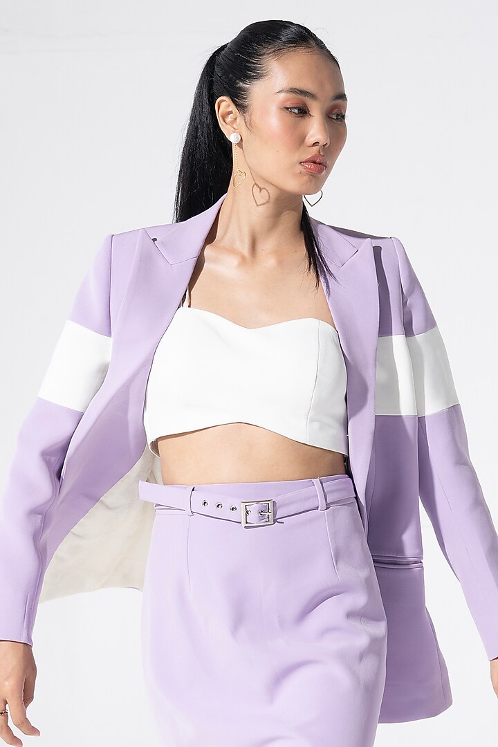 Purple Neoprene Skirt Set by Marviza at Pernia's Pop Up Shop