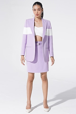 Purple Neoprene Skirt Set by Marviza