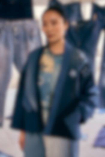 Blue Denim Cotton Kimono-Style Jacket by Meld Studio at Pernia's Pop Up Shop