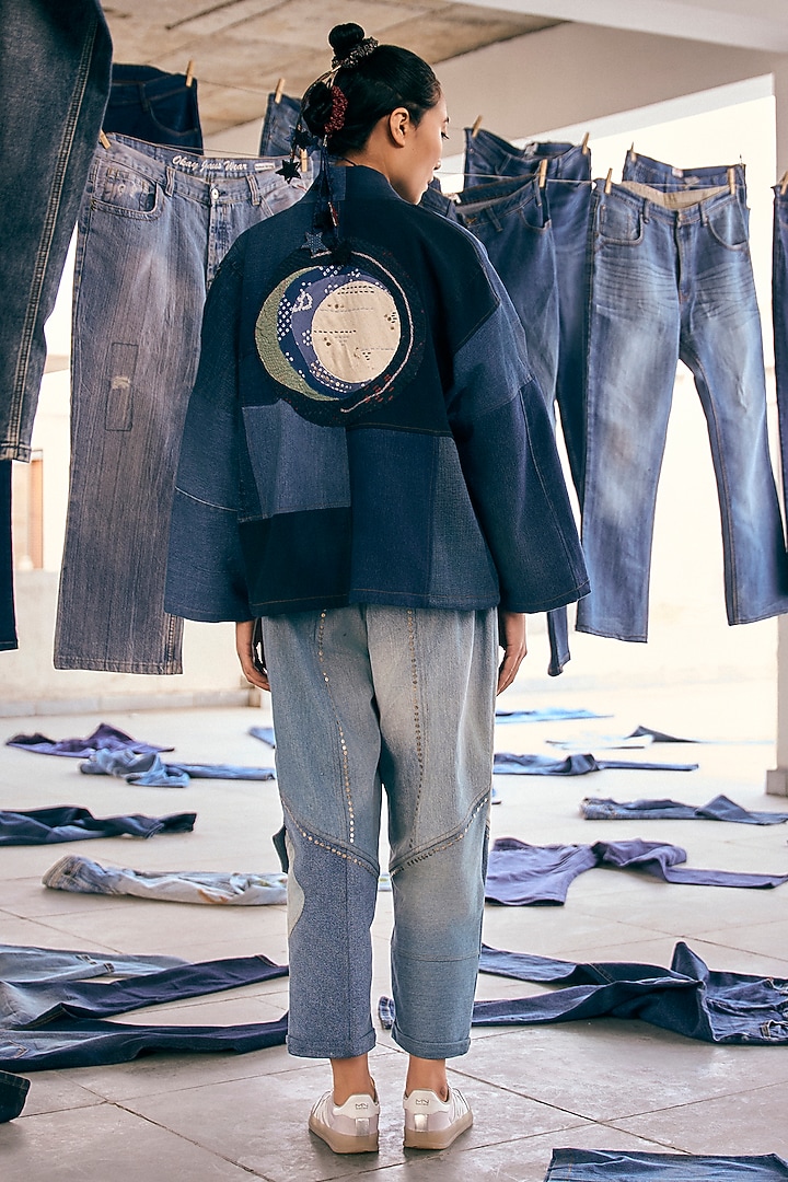 Blue Denim Cotton Kimono-Style Jacket by Meld Studio at Pernia's Pop Up Shop