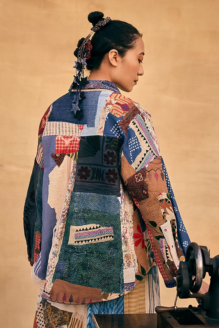 Multi-Colored Cotton Ajrakh Printed Jacket by Meld Studio at Pernia's Pop Up Shop
