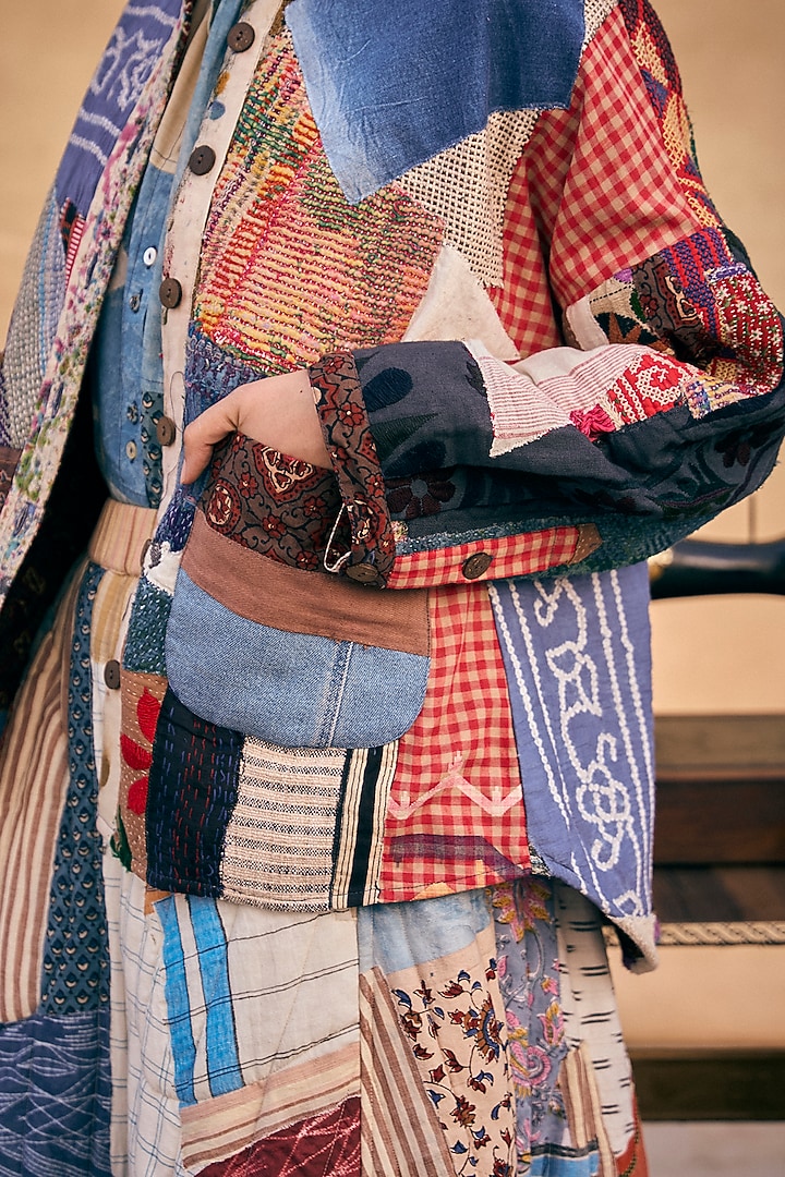 Multi-Colored Cotton Ajrakh Printed Jacket by Meld Studio at Pernia's Pop Up Shop