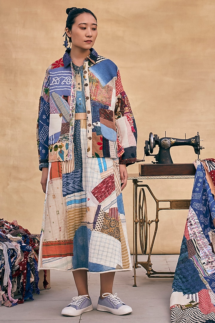 Multi-Colored Cotton Ajrakh Printed Jacket by Meld Studio at Pernia's Pop Up Shop