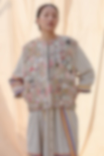 Multi-Colored Silk Applique Work Waistcoat by Meld Studio at Pernia's Pop Up Shop