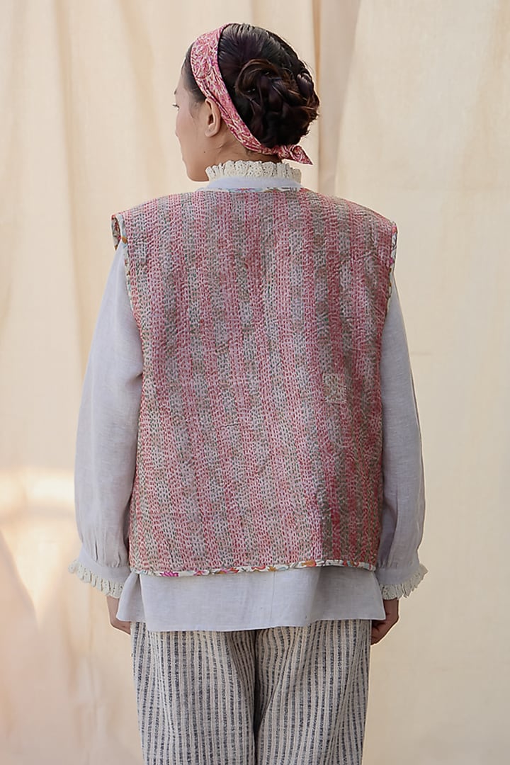 Multi-Colored Silk Applique Work Waistcoat by Meld Studio at Pernia's Pop Up Shop