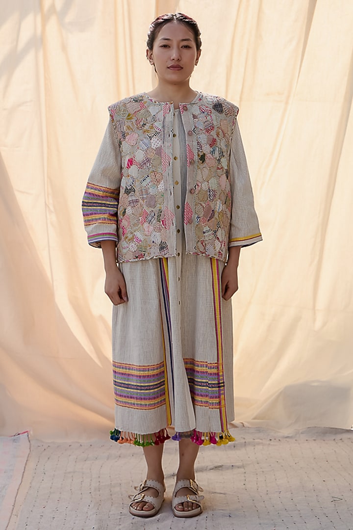 Multi-Colored Silk Applique Work Waistcoat by Meld Studio at Pernia's Pop Up Shop