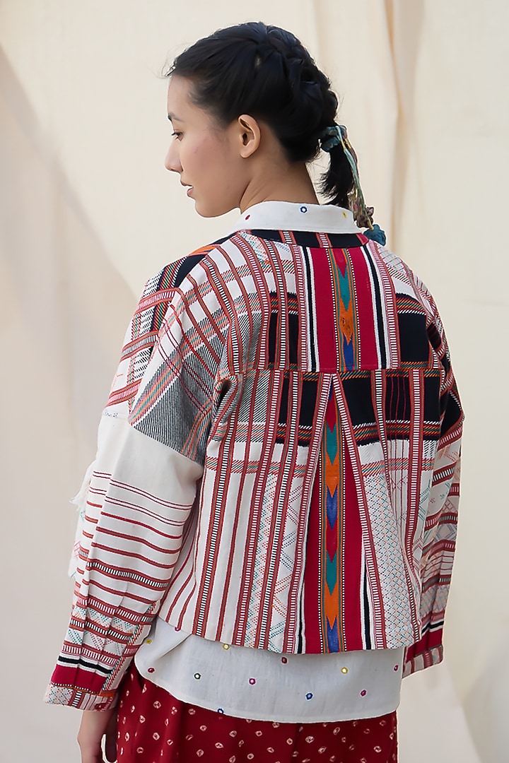 Multi-Colored Bandhani Printed Jacket by Meld Studio at Pernia's Pop Up Shop