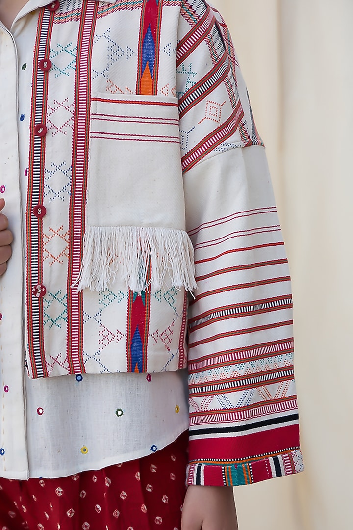 Multi-Colored Bandhani Printed Jacket by Meld Studio at Pernia's Pop Up Shop