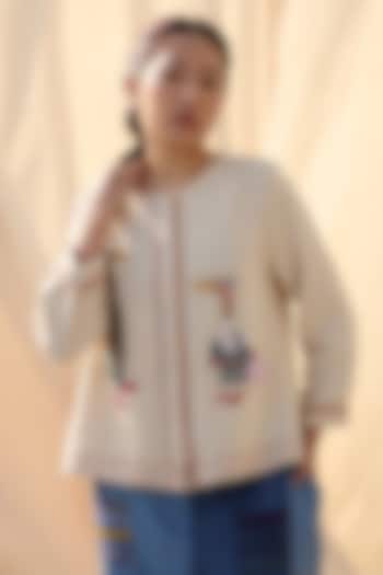 Cream Organic Handwoven Cotton Duck Patchwork Shirt by Meld Studio at Pernia's Pop Up Shop