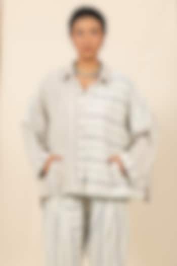 Multi-Coloured Handloom Kala Cotton Striped Shirt by Meld Studio at Pernia's Pop Up Shop