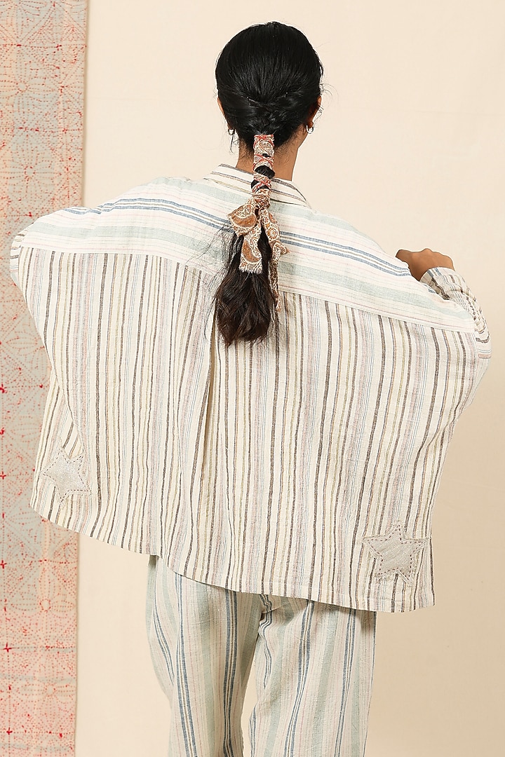 Multi-Coloured Handloom Kala Cotton Striped Shirt by Meld Studio at Pernia's Pop Up Shop