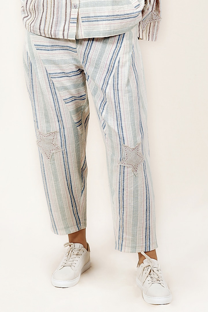 Multi-Coloured Handloom Kala Cotton Striped Shirt by Meld Studio at Pernia's Pop Up Shop
