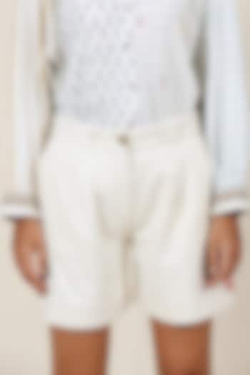 Cream Kala Cotton Floral Applique Shorts by Meld Studio at Pernia's Pop Up Shop