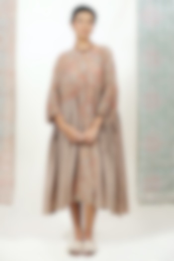 Multi-Coloured Upcycled Vintage Crepe Silk Midi Summer Dress by Meld Studio at Pernia's Pop Up Shop