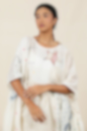 Multi-Coloured Handwoven Jamdani Kantha Patch Kaftan-Style Top by Meld Studio at Pernia's Pop Up Shop