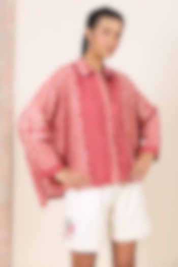 Multi-Coloured Tea Dyed & Sequin Embellished Oversized Boxy Shirt by Meld Studio at Pernia's Pop Up Shop