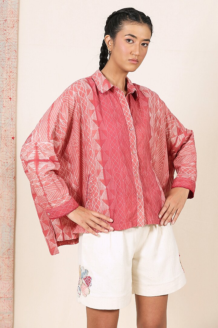 Multi-Coloured Tea Dyed & Sequin Embellished Oversized Boxy Shirt by Meld Studio at Pernia's Pop Up Shop