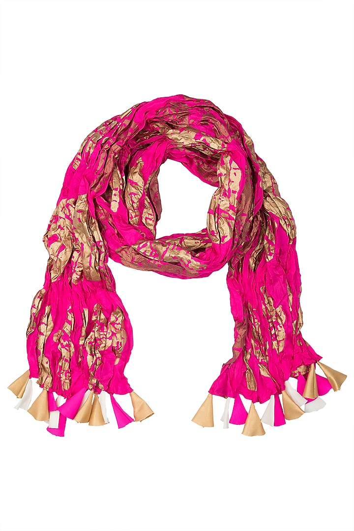 Pink Printed Crushed Scarf by Masaba at Pernia's Pop Up Shop