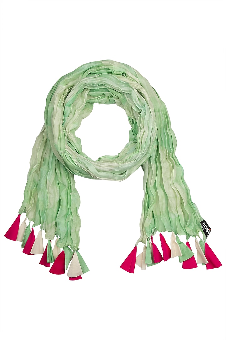 Mint Green Printed Crushed Scarf by Masaba