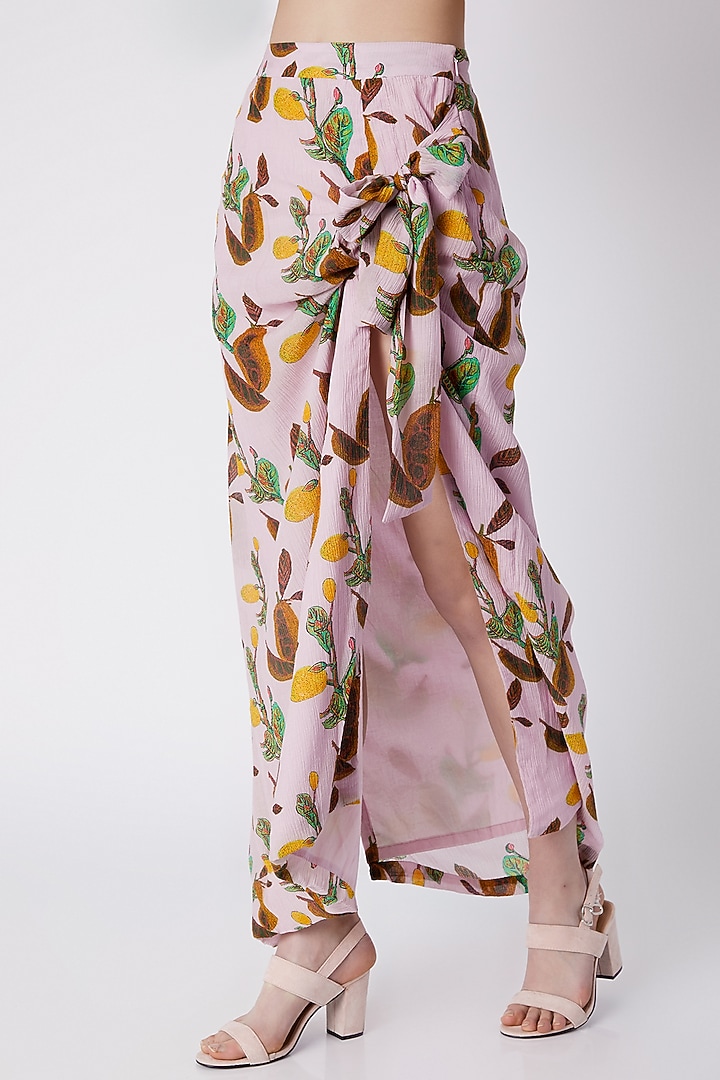 Pink Digital Print Top With Draped Skirt by Masaba at Pernia's Pop Up Shop