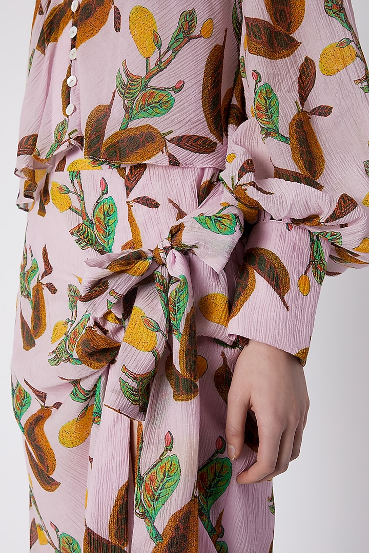 Pink Digital Print Top With Draped Skirt by Masaba at Pernia's Pop Up Shop