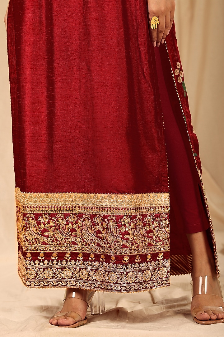 Asra - Red Embroidered Kurta