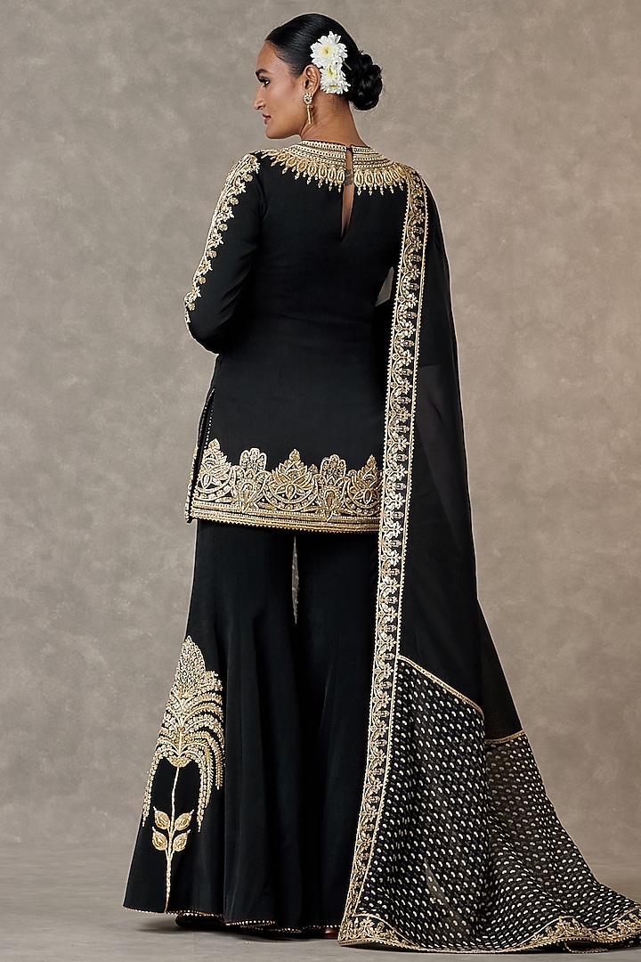 Black Heavy Crepe Motif & Sitara Work Bridal Sharara Set by Masaba at Pernia's Pop Up Shop