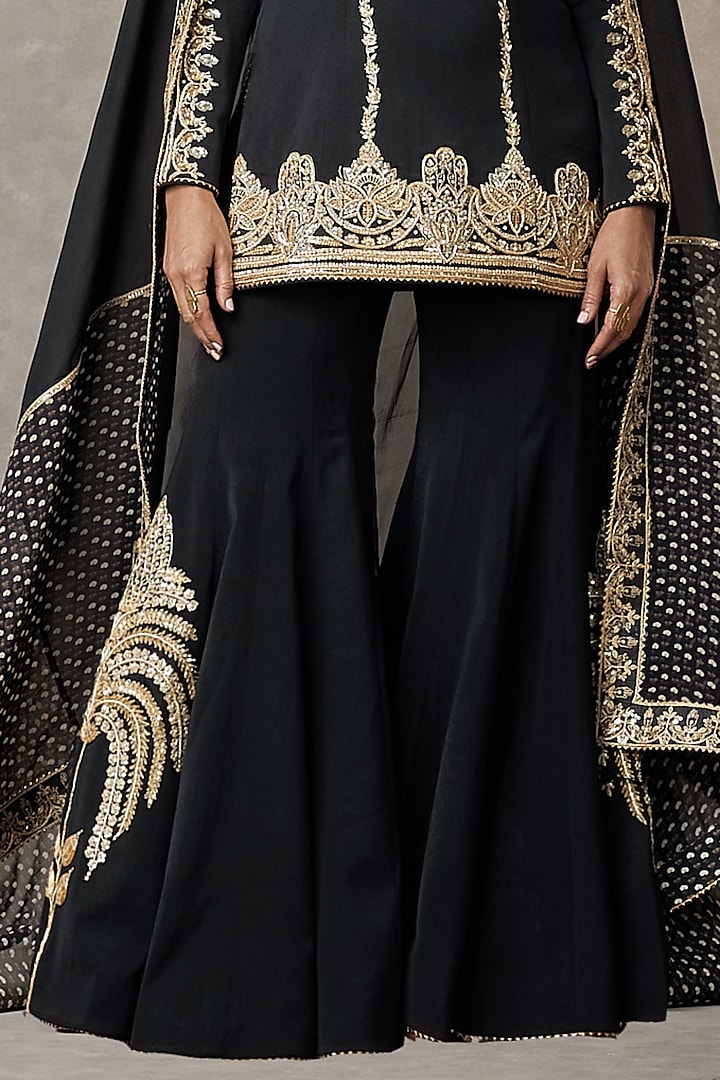 Black Heavy Crepe Motif & Sitara Work Bridal Sharara Set by Masaba at Pernia's Pop Up Shop