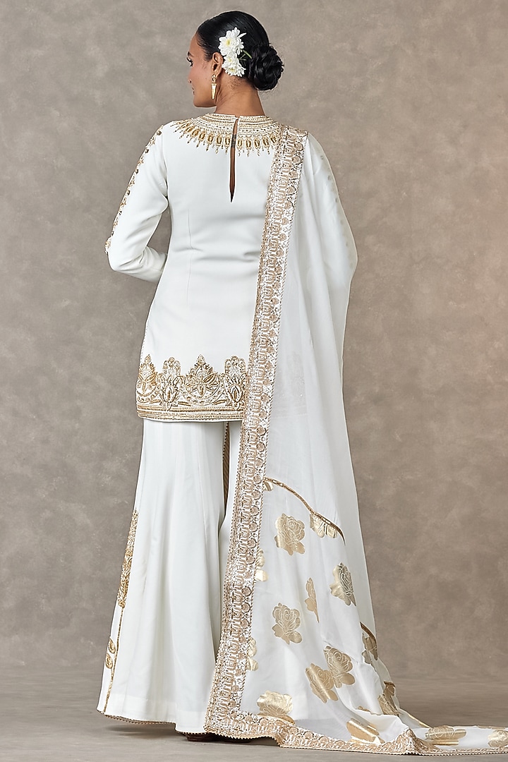 Ivory Heavy Crepe Motif & Sitara Work Bridal Sharara Set by Masaba at Pernia's Pop Up Shop