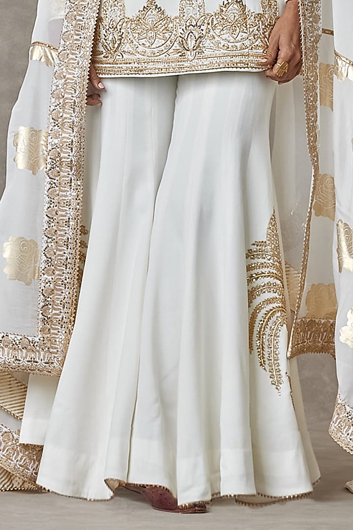 Ivory Heavy Crepe Motif & Sitara Work Bridal Sharara Set by Masaba at Pernia's Pop Up Shop