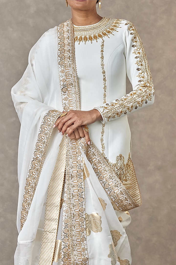 Ivory Heavy Crepe Motif & Sitara Work Bridal Sharara Set by Masaba at Pernia's Pop Up Shop