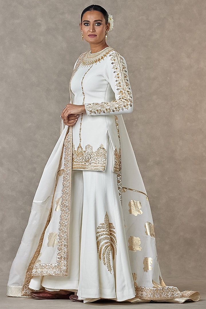 Ivory Heavy Crepe Motif & Sitara Work Bridal Sharara Set by Masaba at Pernia's Pop Up Shop