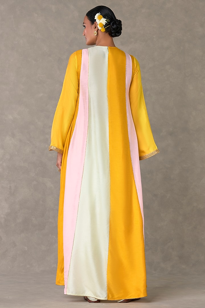 Multi-Colored Raw Silk Asymmetrical Tunic Set by Masaba at Pernia's Pop Up Shop